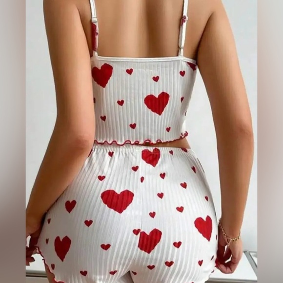 Pink Heart Print Two-Piece Set Pajama Size Med - Picture 2 of 2